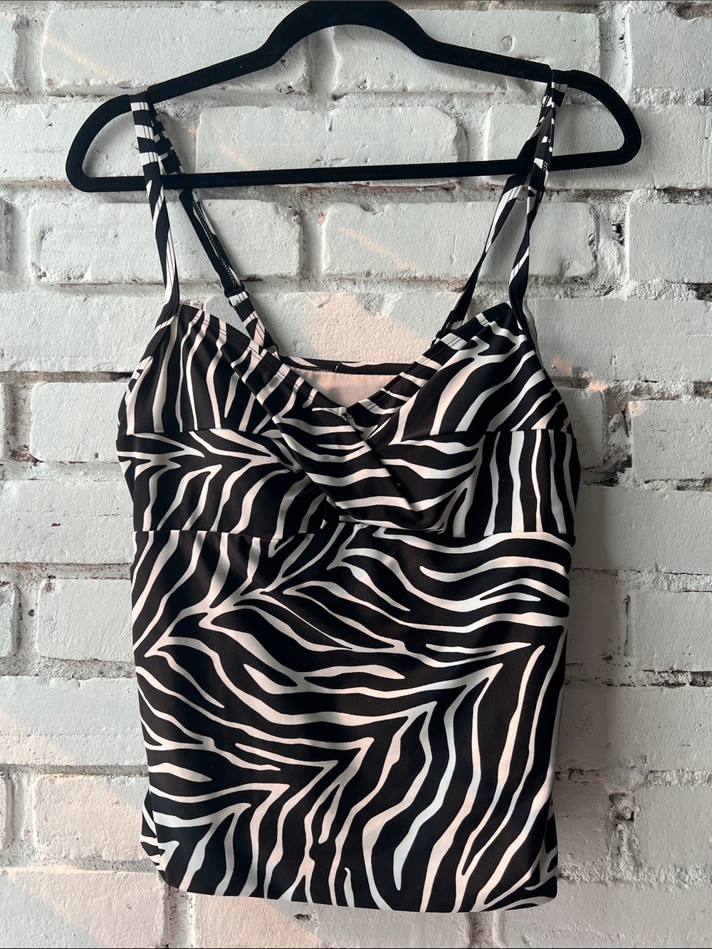 Tankini Black & White Zebra Print Spaghetti Strap Tank Top